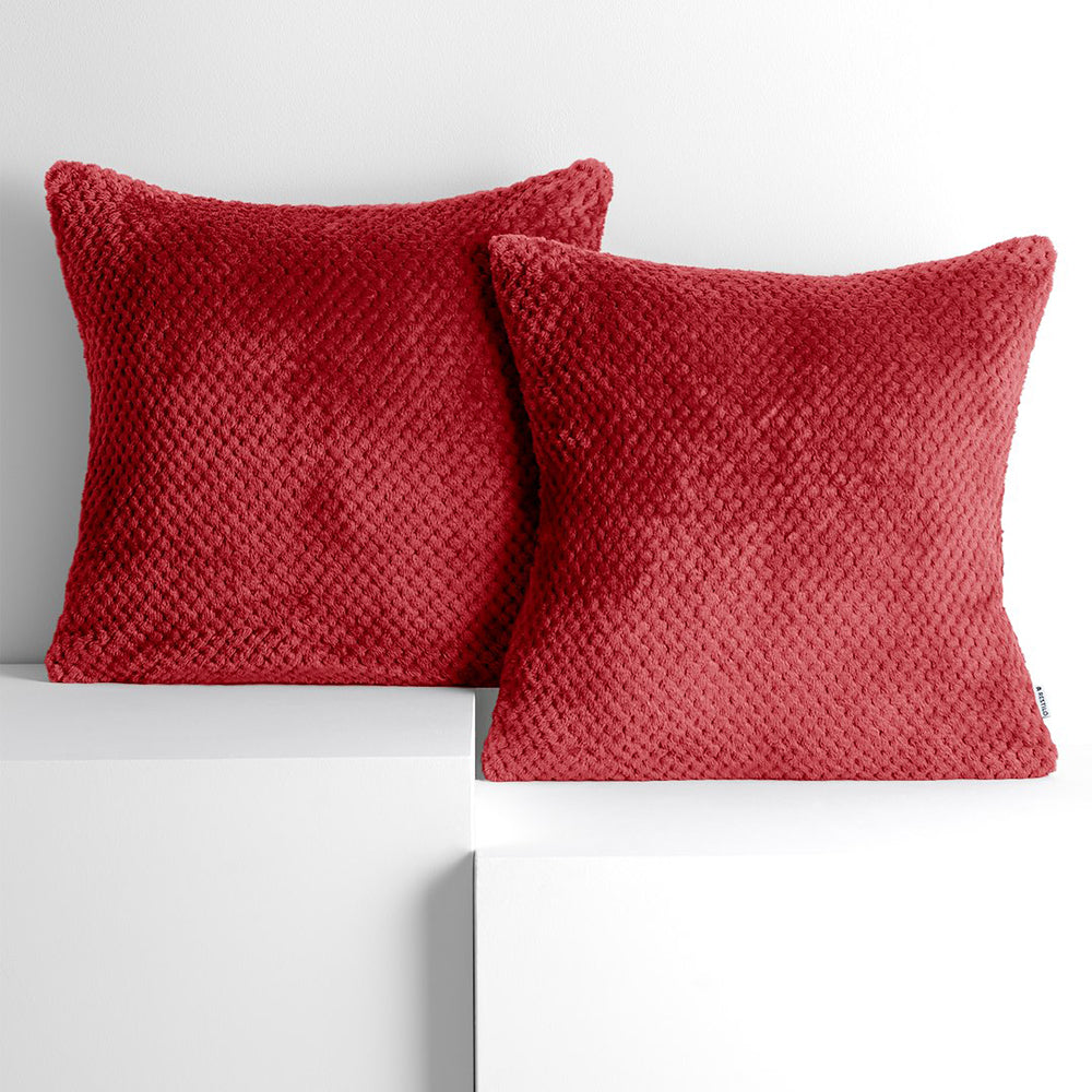 Set 2 huse pernute decorative cu fermoar, Henry, 240 g/m2, Rosu