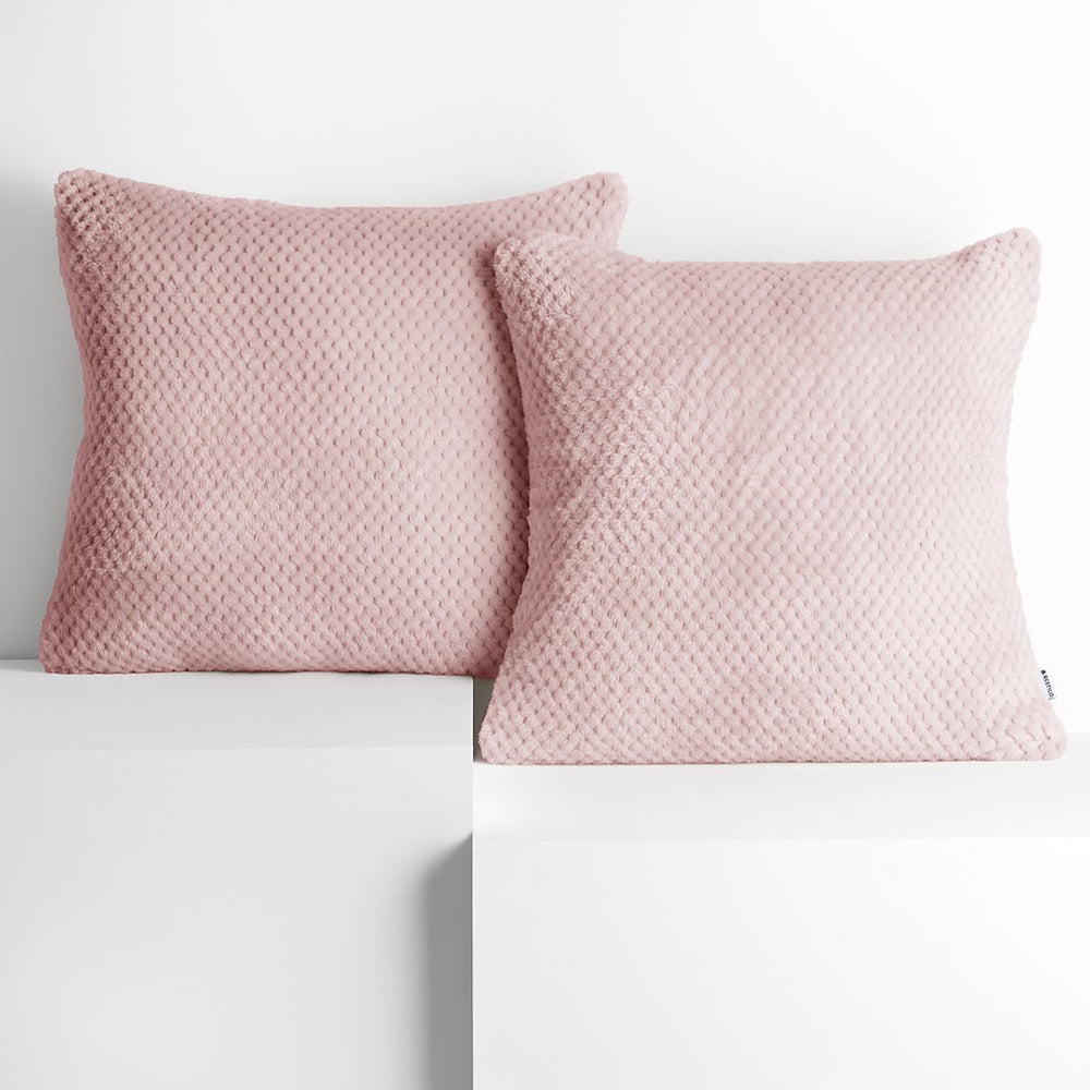 Set 2 huse pernute decorative cu fermoar, Henry, 240 g/m2, Roz pudrat