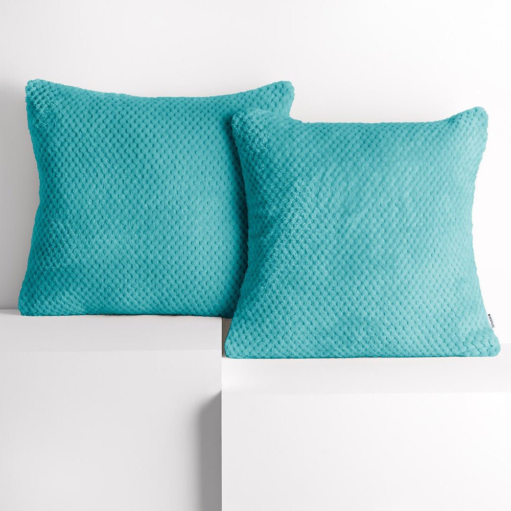 Set 2 huse pernute decorative cu fermoar, Henry, 240 g/m2, Turcoaz