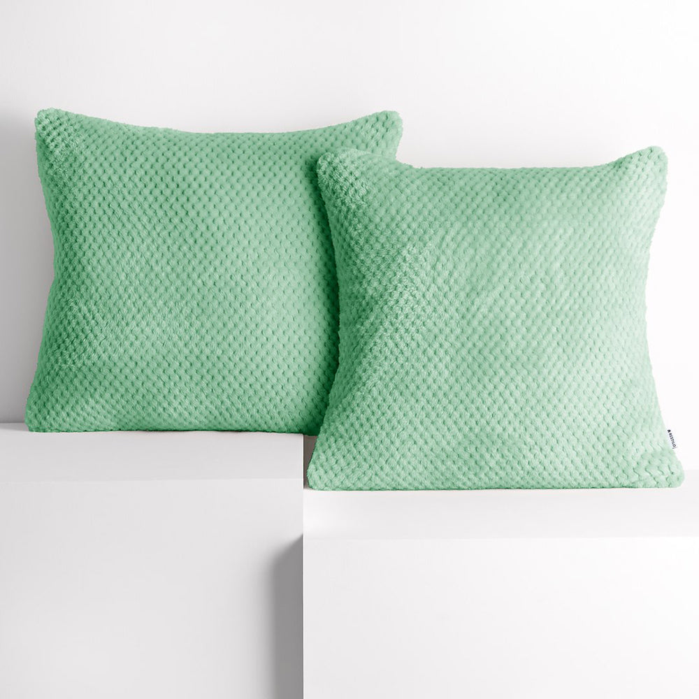 Set 2 huse pernute decorative cu fermoar, Henry, 240 g/m2, Verde menta