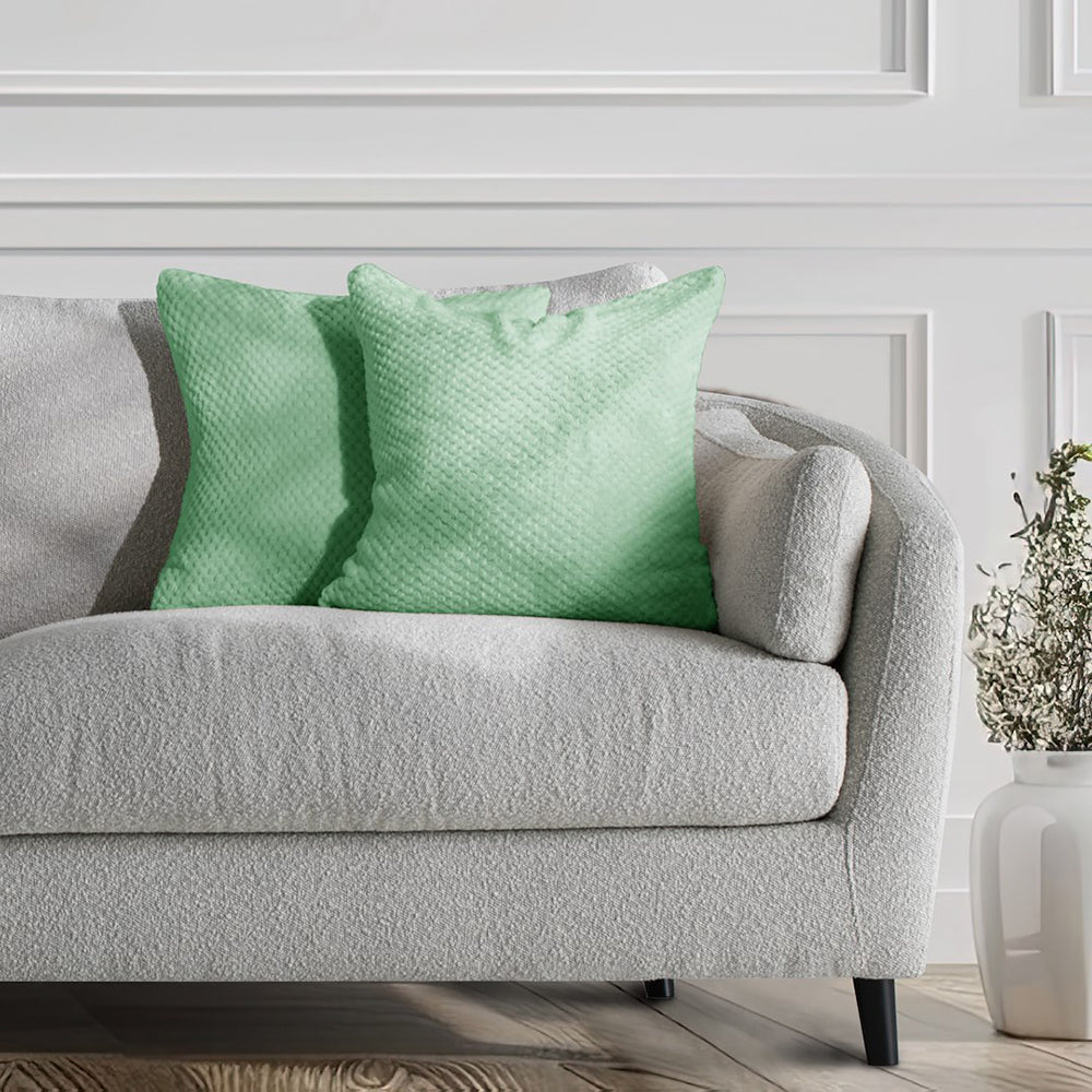 Set 2 huse pernute decorative cu fermoar, Henry, 240 g/m2, Verde menta