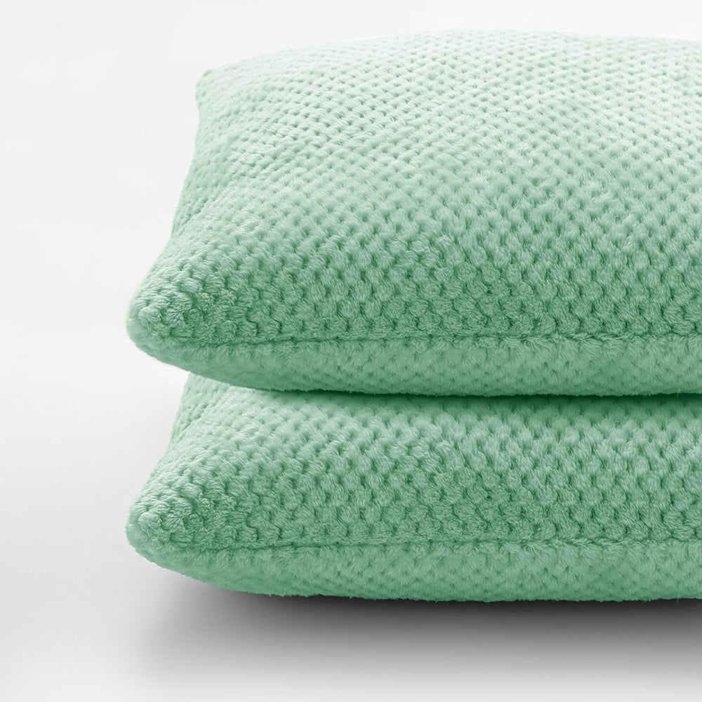 Set 2 huse pernute decorative cu fermoar, Henry, 240 g/m2, Verde menta