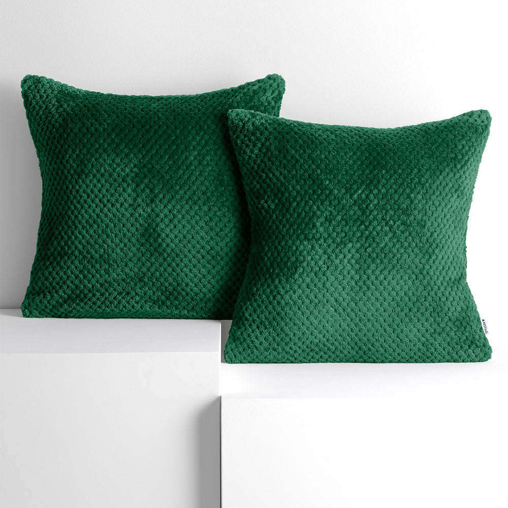 Set 2 huse pernute decorative, model geometric in relief, Henry, Verde