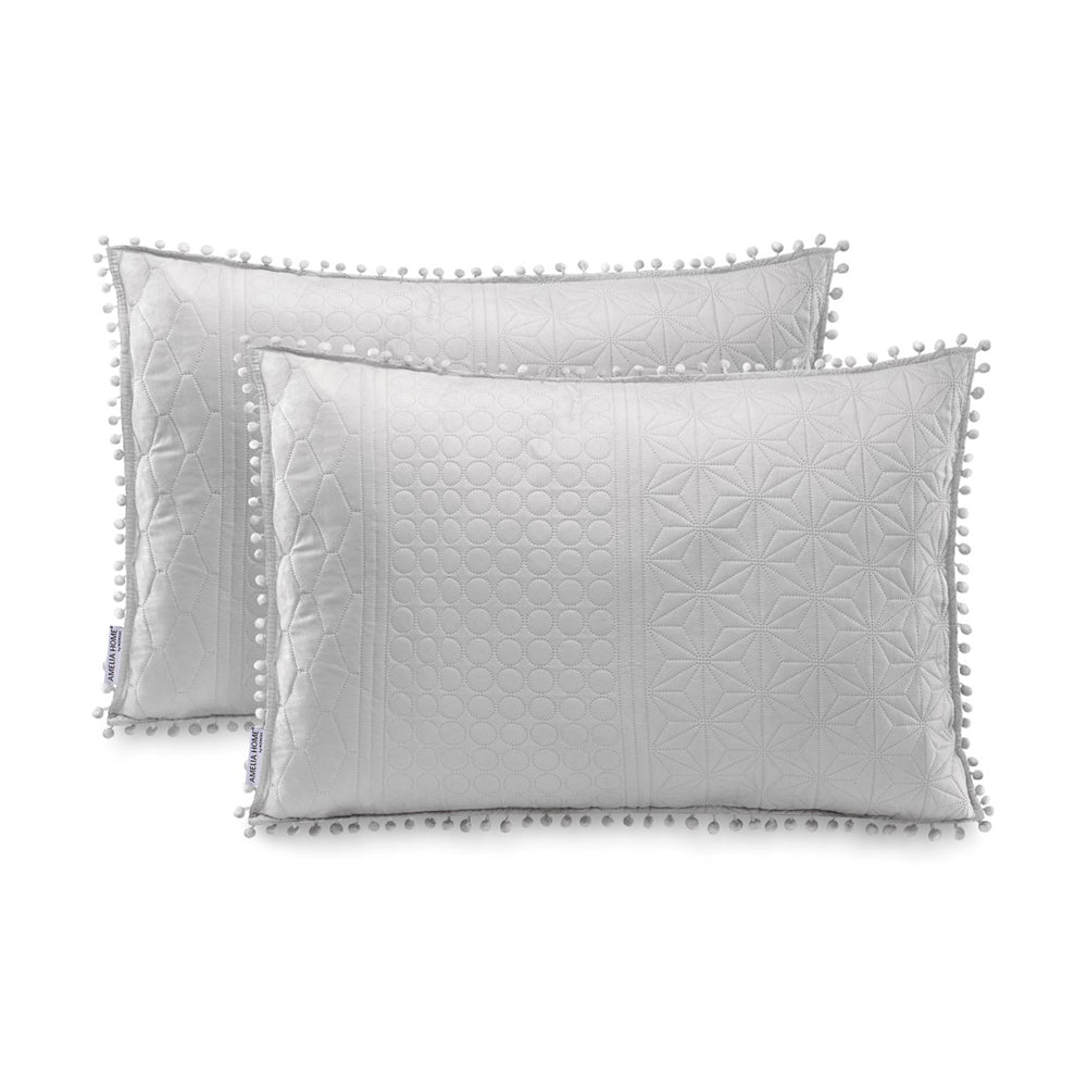 Set 2 huse pernute decorative matlasate din microfibra, Meadore, 70 g/m2, Gri