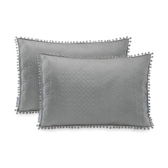 Set 2 huse pernute decorative matlasate din microfibra, Meadore, 70 g/m2, Gri inchis