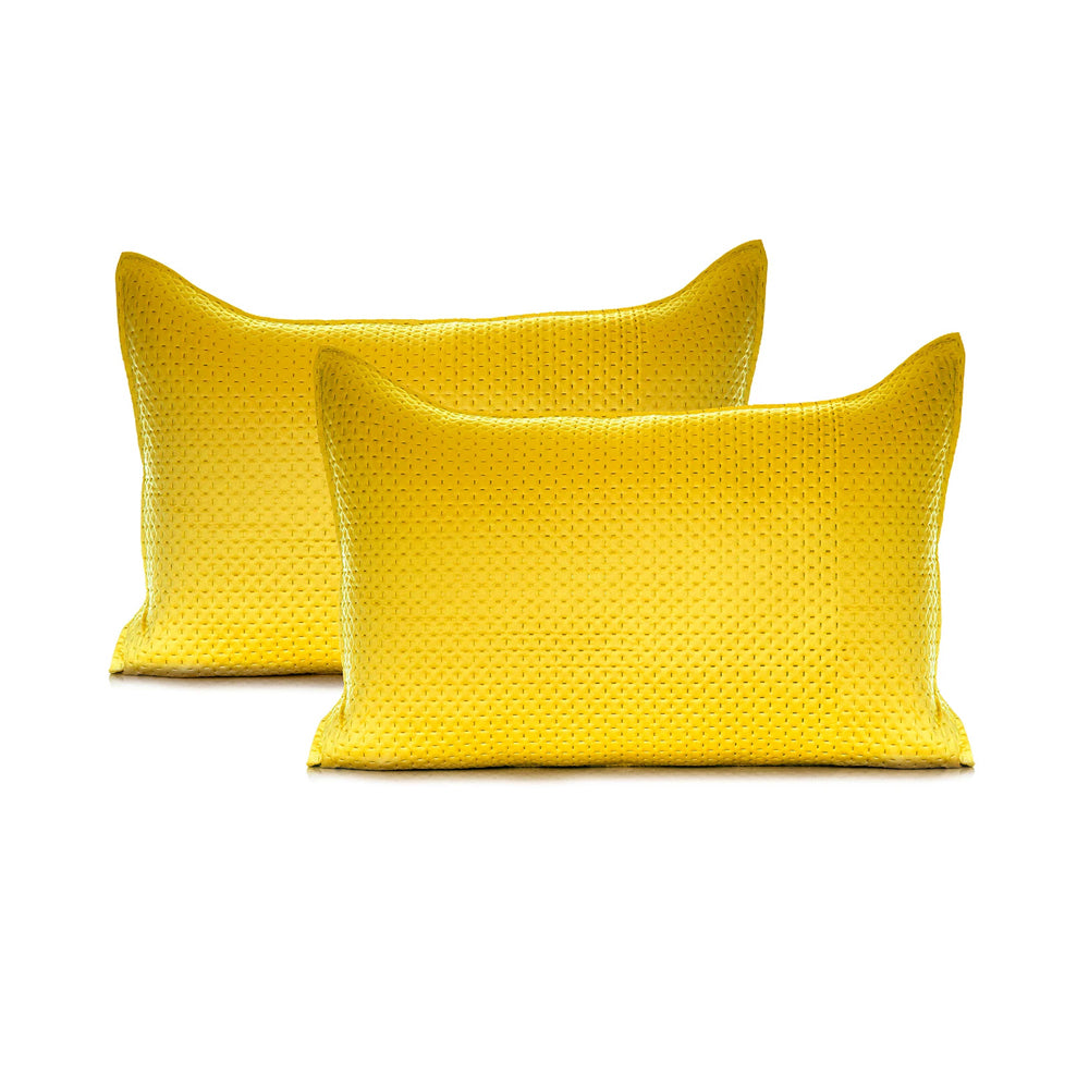 Set 2 huse perne decorative matlasate cu fermoar, Carmen, 90 g/m2, Galben