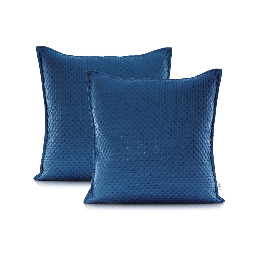 Set 2 huse perne decorative matlasate cu fermoar, Carmen, 90 g/m2, Albastru