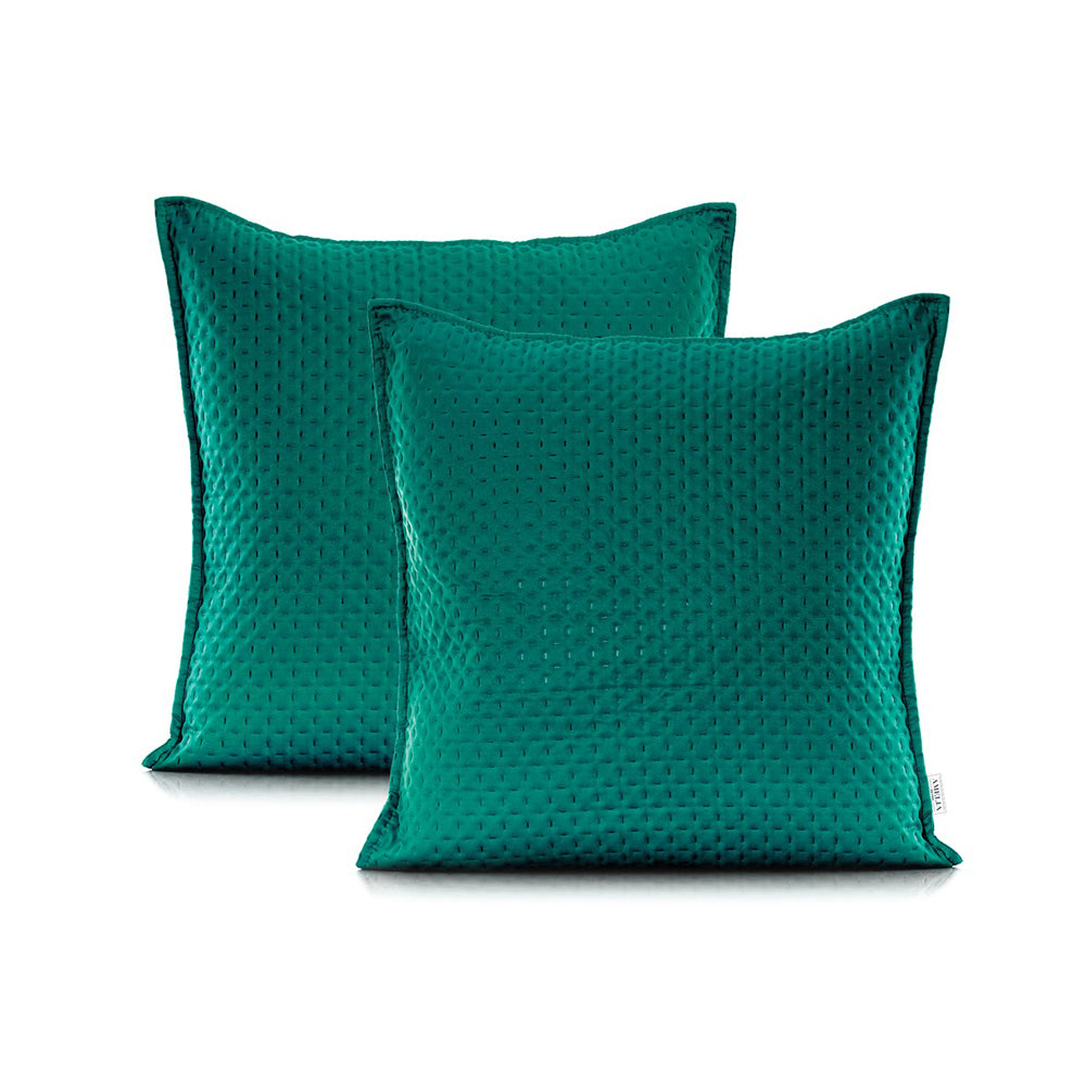 Set 2 huse perne decorative matlasate cu fermoar, Carmen, 90 g/m2, Verde