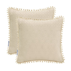 Set 2 huse pernute decorative matlasate din microfibra, Meadore, 70 g/m2, Bej
