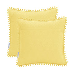 Set 2 huse pernute decorative matlasate din microfibra, Meadore, 70 g/m2, Galben