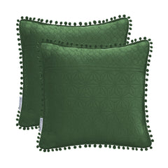 Set 2 huse pernute decorative matlasate din microfibra, Meadore, 70 g/m2, Verde