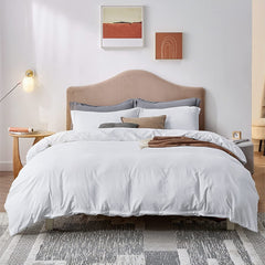Lenjerie de pat matrimonial cu husa de perna patrata, percale alb 125 g/mp, L, bumbac 100%, 4 piese