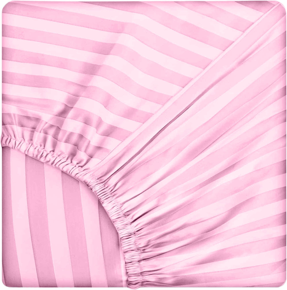 Cearsaf de pat cu elastic din damasc, densitate 130 g/mp, Roz