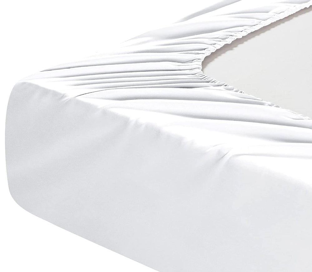 Cearsaf de pat cu elastic din bumbac ranforce 100%, densitate 120 g/mp, Alb