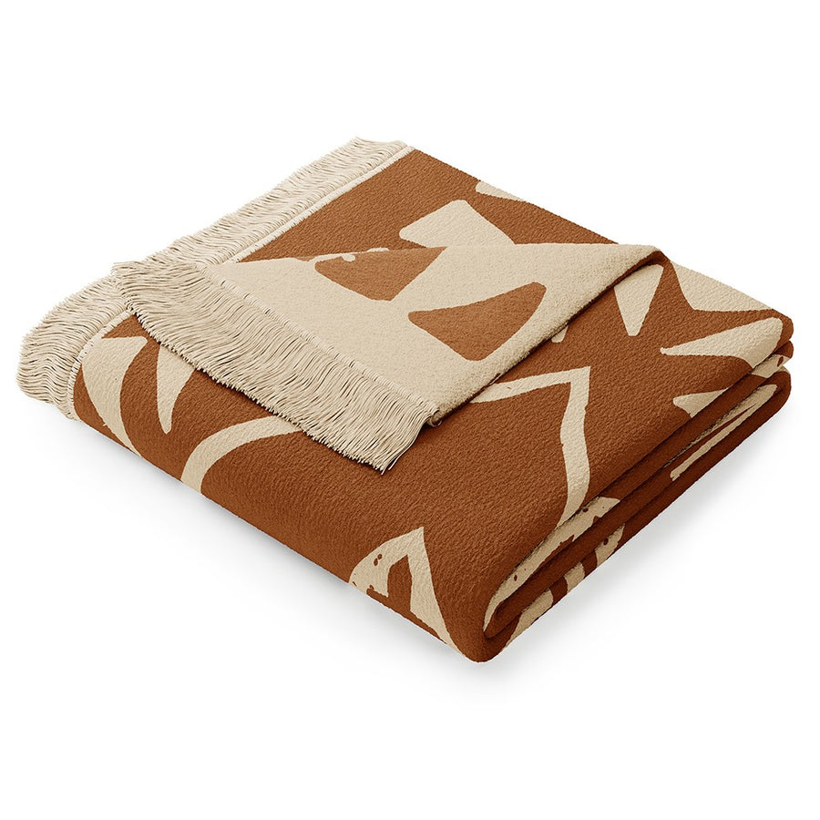 Patura din bumbac model traditional navajo, Zaria, 430 g/m2, maro