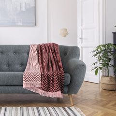 Patura din bumbac model dungi, Zaria, 430 g/m2, roz