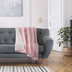 Patura din bumbac model iepuras, Zaria, 430 g/m2, roz pudra