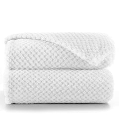 Patura in stil modern cu model jacquard in relief, Henry, 240 g/m2, alb