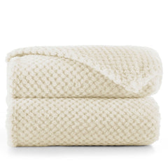 Patura in stil modern cu model jacquard in relief, Henry, 240 g/m2, bej