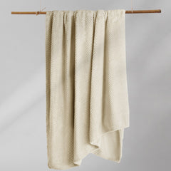 Patura in stil modern cu model jacquard in relief, Henry, 240 g/m2, bej