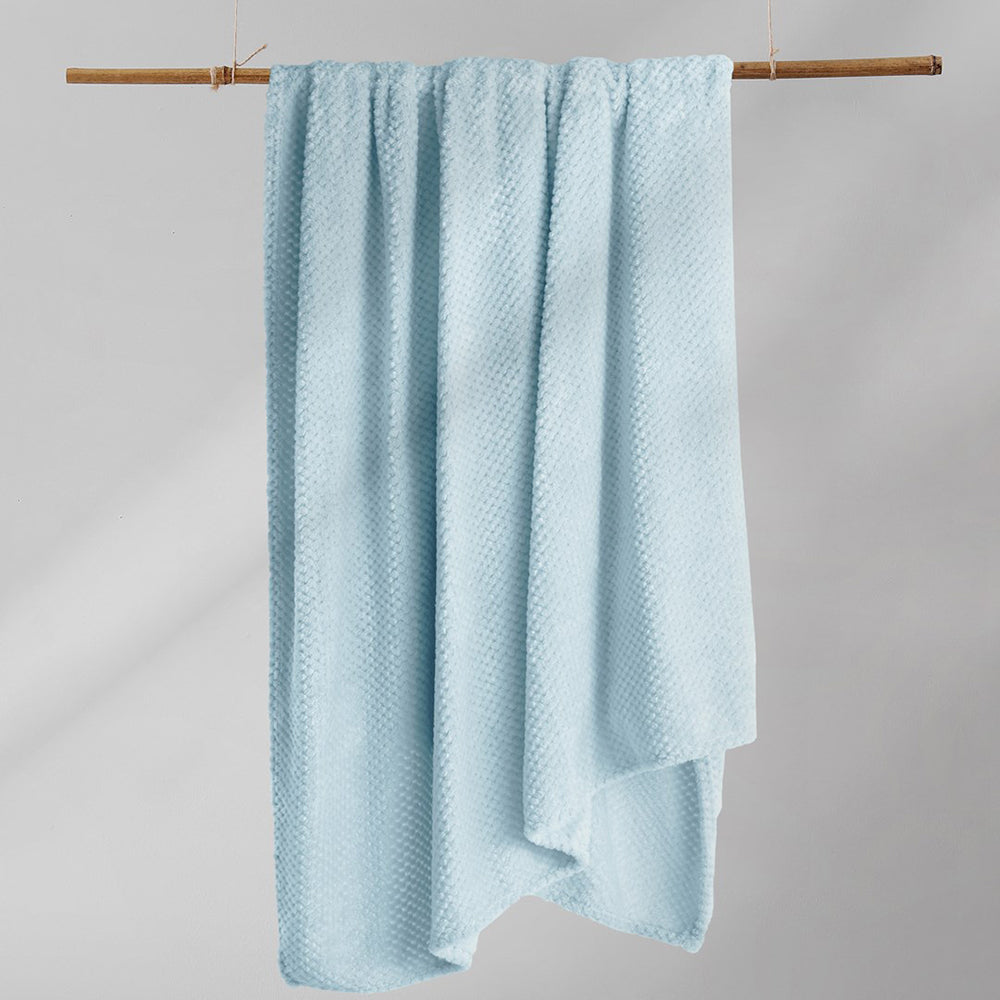 Patura in stil modern cu model jacquard in relief, Henry, 240 g/m2, bleu