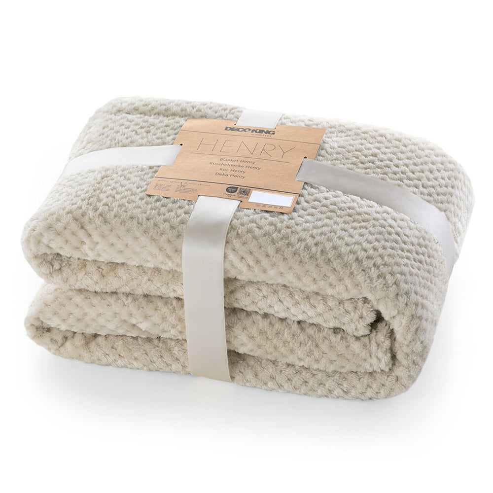 Patura in stil modern cu model jacquard in relief, Henry, 240 g/m2, cappuccino
