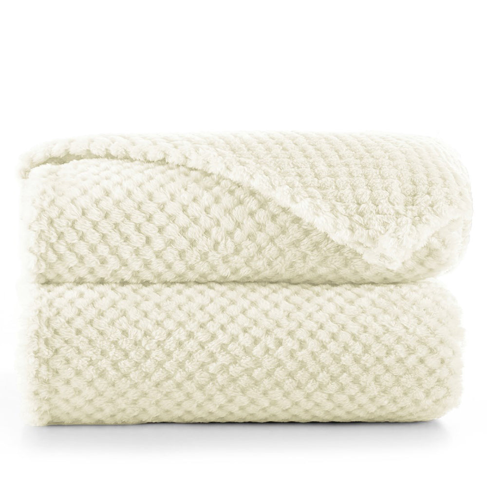Patura in stil modern cu model jacquard in relief, Henry, 240 g/m2, crem