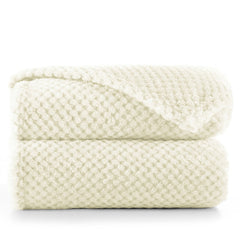 Patura in stil modern cu model jacquard in relief, Henry, 240 g/m2, crem