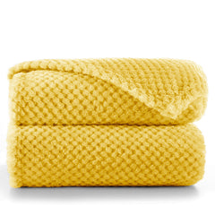 Patura in stil modern cu model jacquard in relief, Henry, 240 g/m2, galben