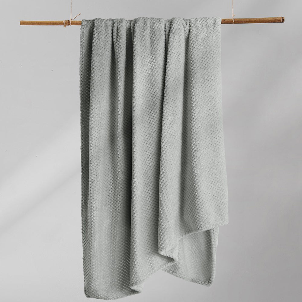 Patura in stil modern cu model jacquard in relief, Henry, 240 g/m2, gri