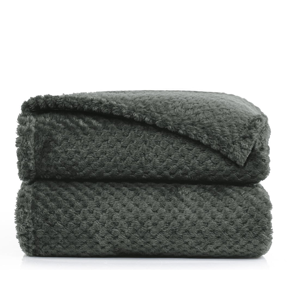 Patura in stil modern cu model jacquard in relief, Henry, 240 g/m2, gri inchis