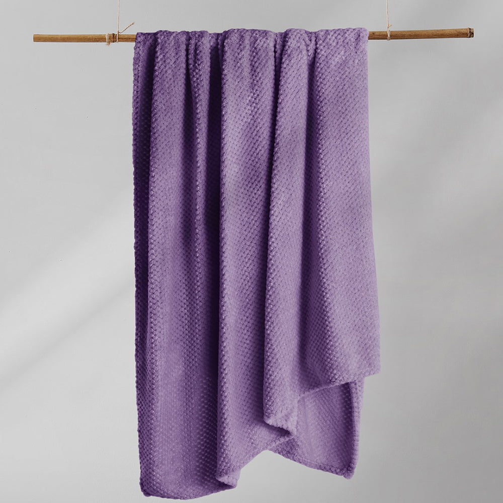 Patura in stil modern cu model jacquard in relief, Henry, 240 g/m2, mov
