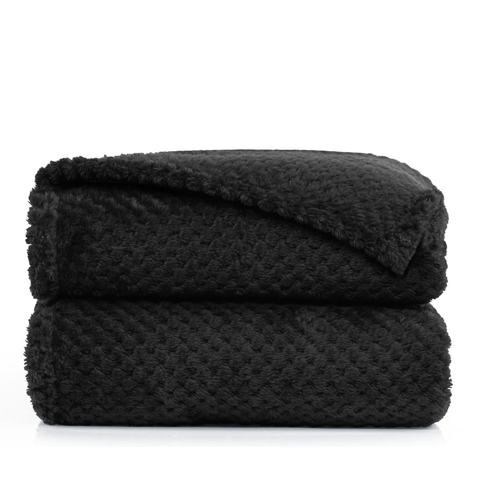 Patura in stil modern cu model jacquard in relief, Henry, 240 g/m2, negru