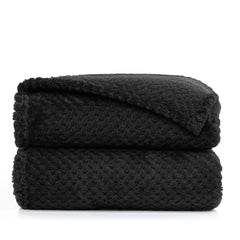 Patura in stil modern cu model jacquard in relief, Henry, 240 g/m2, negru