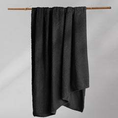 Patura in stil modern cu model jacquard in relief, Henry, 240 g/m2, negru