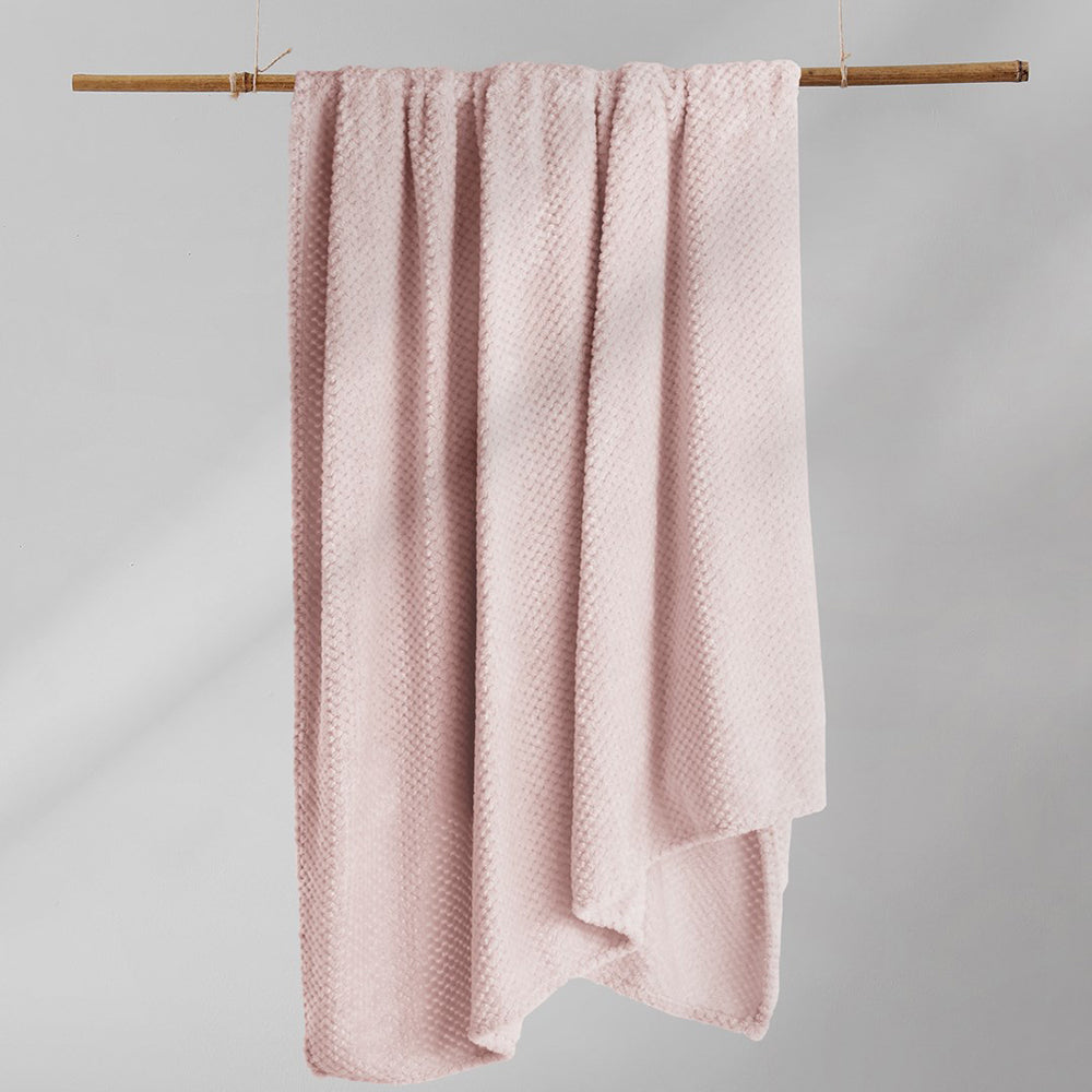 Patura in stil modern cu model jacquard in relief, Henry, 240 g/m2, roz pudra
