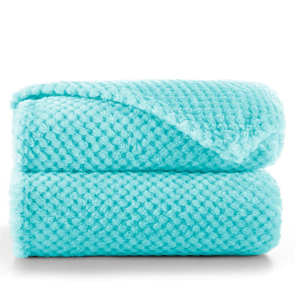 Patura in stil modern cu model jacquard in relief, Henry, 240 g/m2, turcoaz
