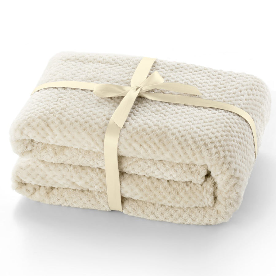 Patura in stil modern cu model jacquard in relief, Henry, 240 g/m2, bej