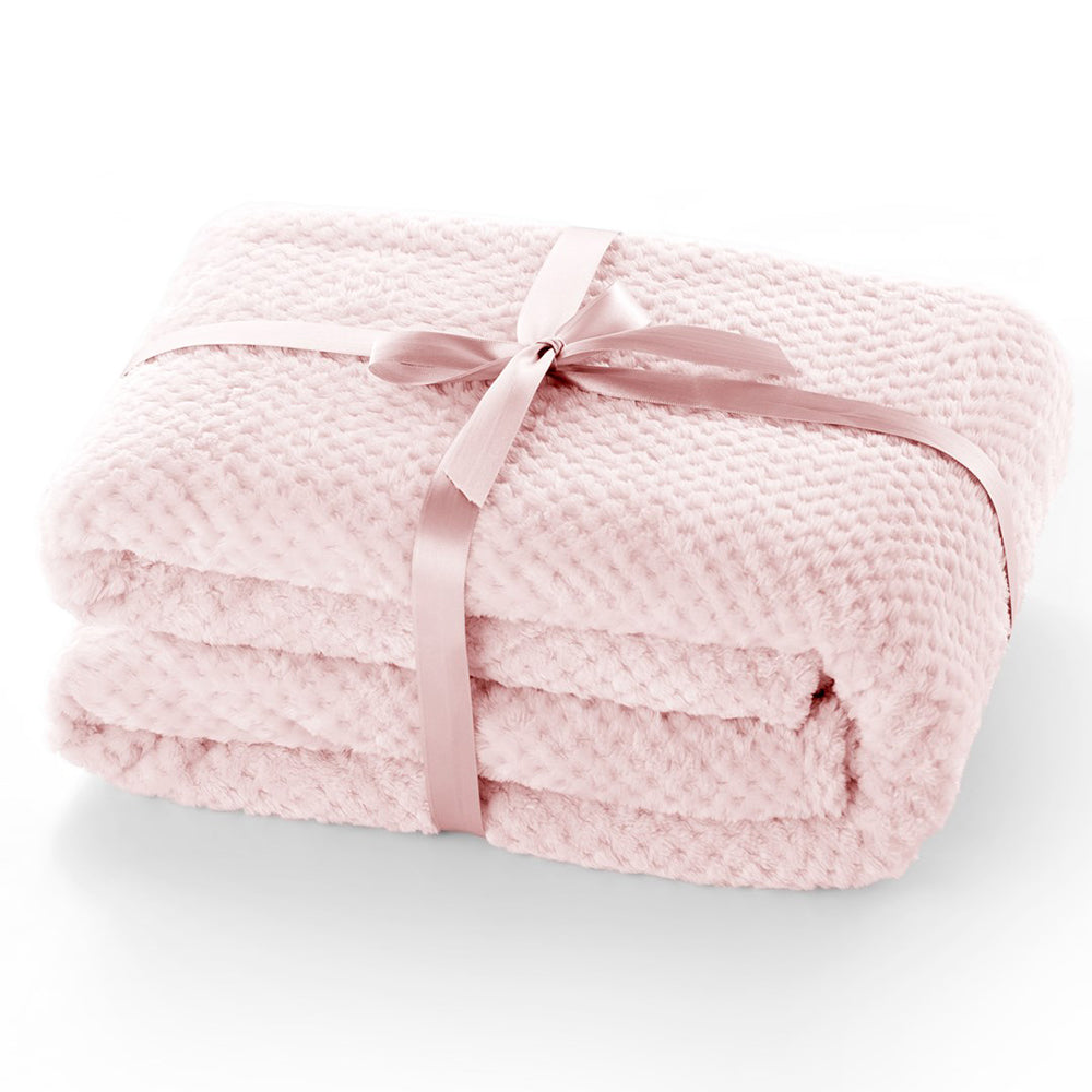 Patura in stil modern cu model jacquard in relief, Henry, 240 g/m2, roz pudra