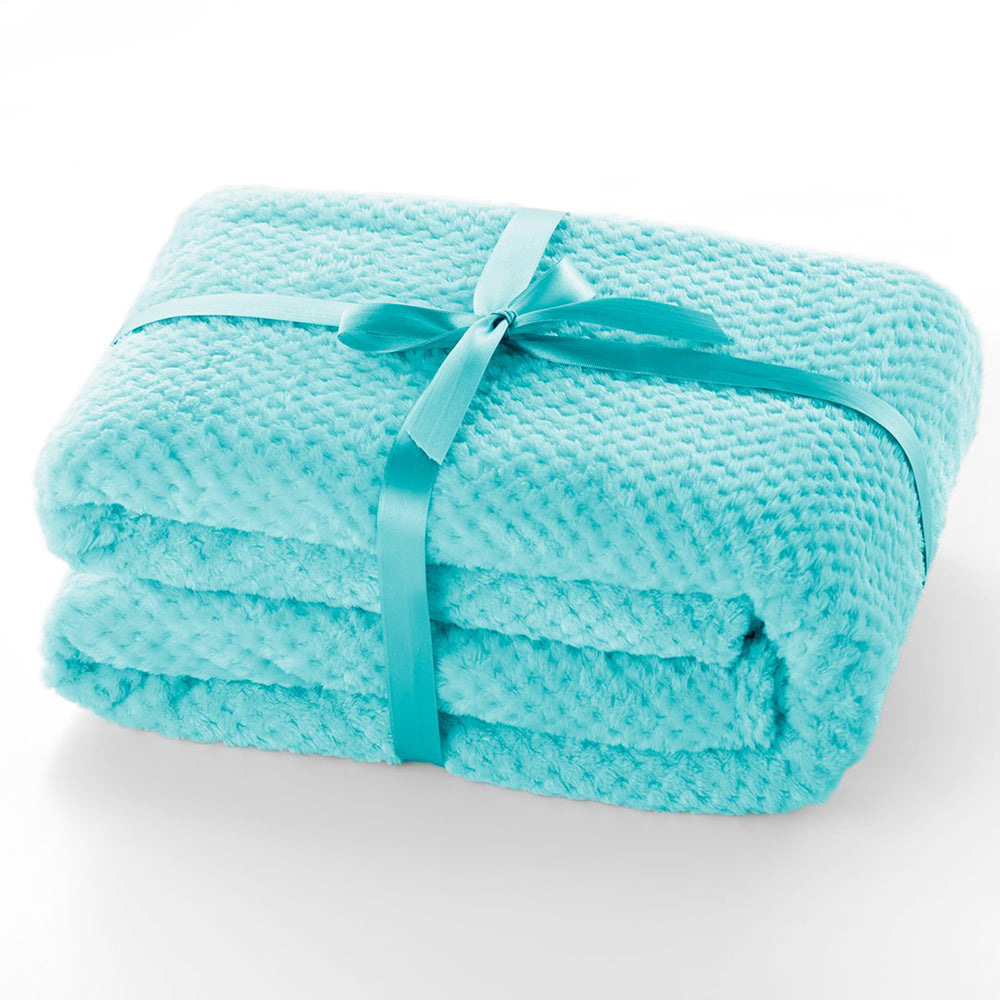 Patura in stil modern cu model jacquard in relief, Henry, 240 g/m2, turcoaz