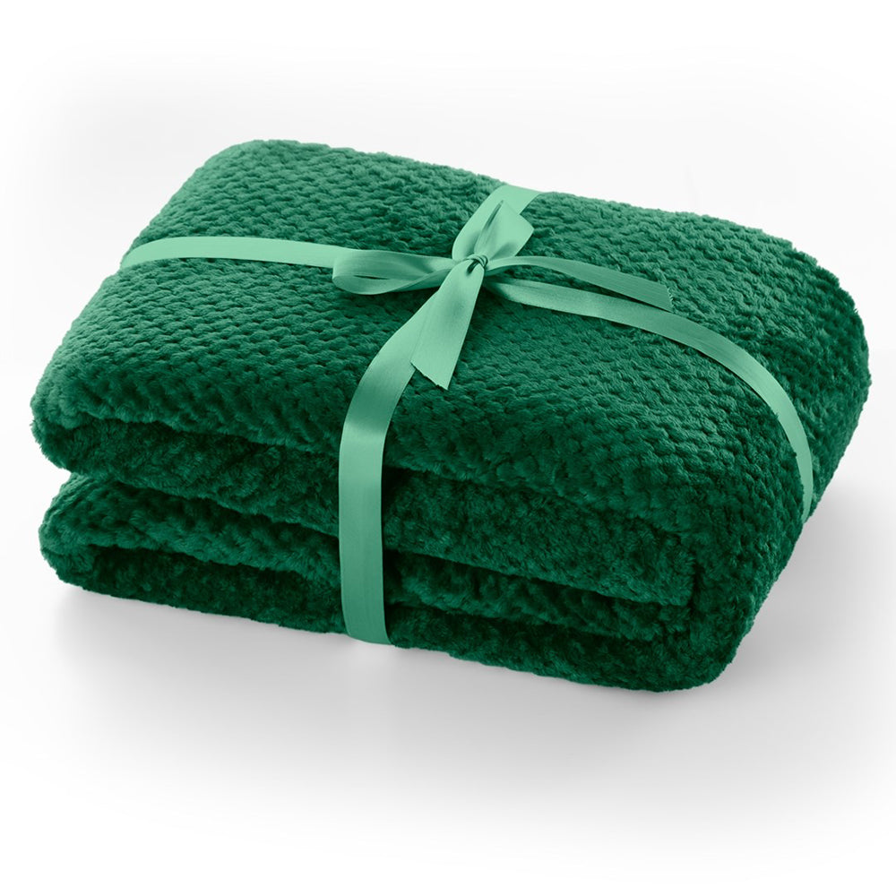 Patura in stil modern cu model jacquard in relief, Henry, 240 g/m2, verde