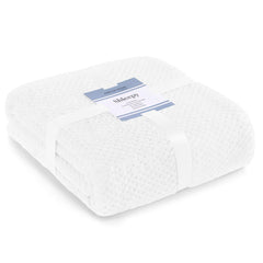 Patura in relief jacquard cu motiv modern, Shleepy, 400 g/m2, alb