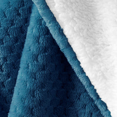 Patura in relief jacquard cu motiv modern, Shleepy, 400 g/m2, albastru
