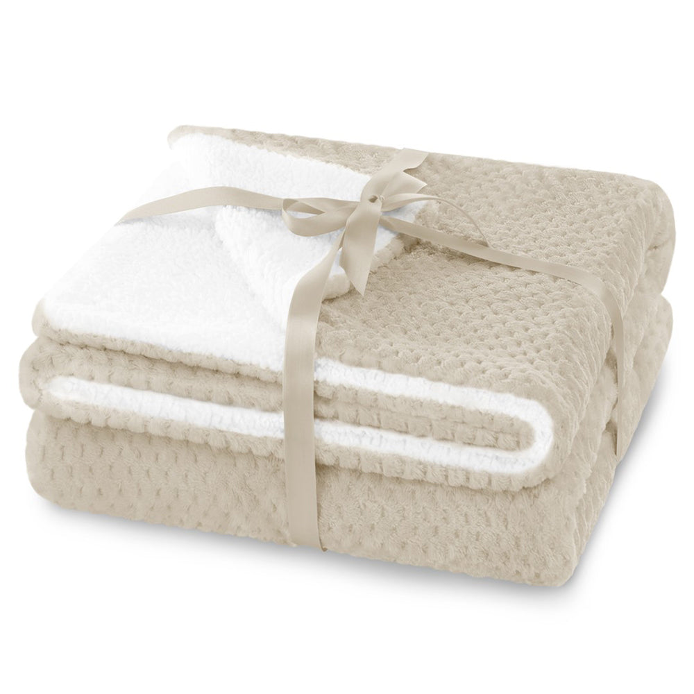 Patura in relief jacquard cu motiv modern, Shleepy, 400 g/m2, bej