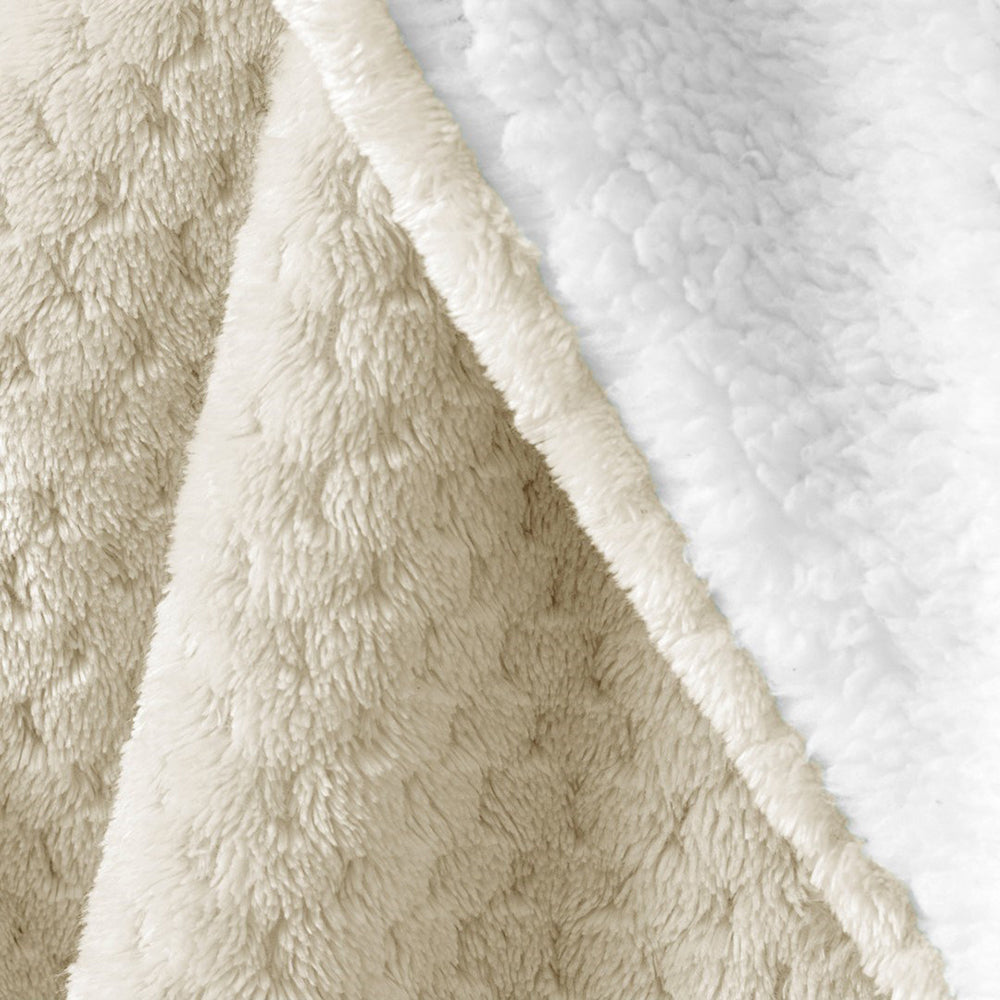 Patura in relief jacquard cu motiv modern, Shleepy, 400 g/m2, bej