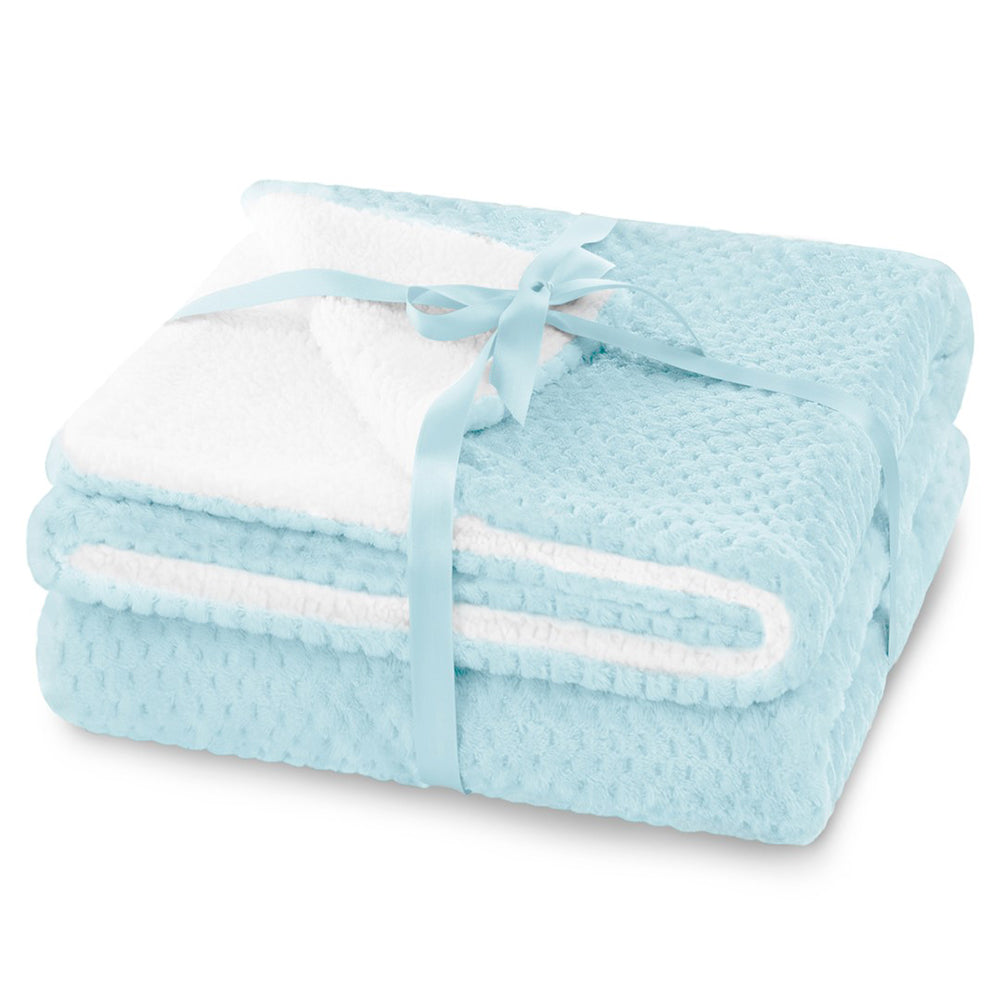 Patura in relief jacquard cu motiv modern, Shleepy, 400 g/m2, bleu