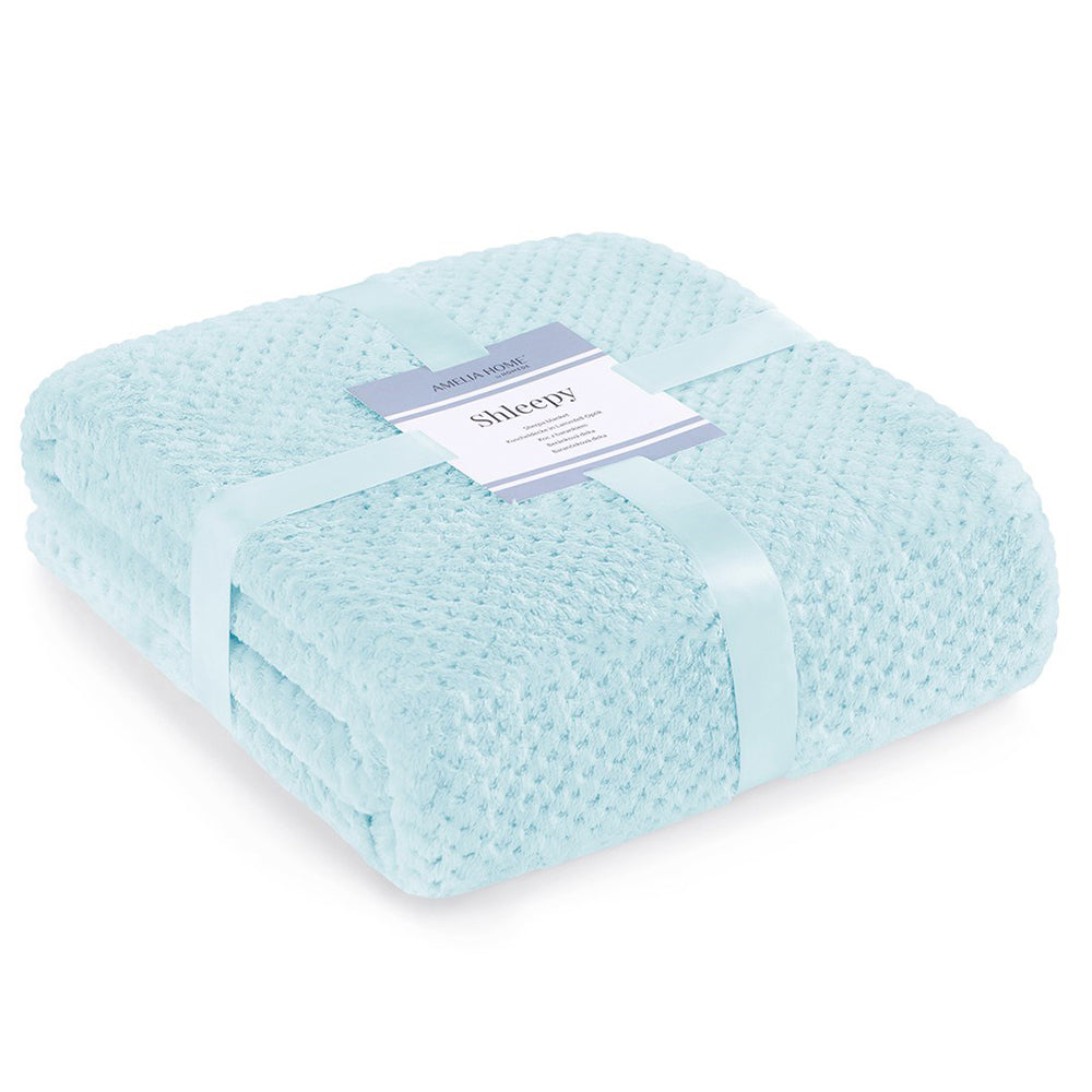 Patura in relief jacquard cu motiv modern, Shleepy, 400 g/m2, bleu