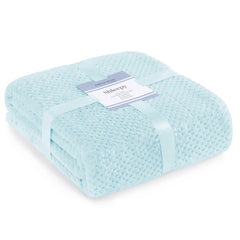 Patura in relief jacquard cu motiv modern, Shleepy, 400 g/m2, bleu