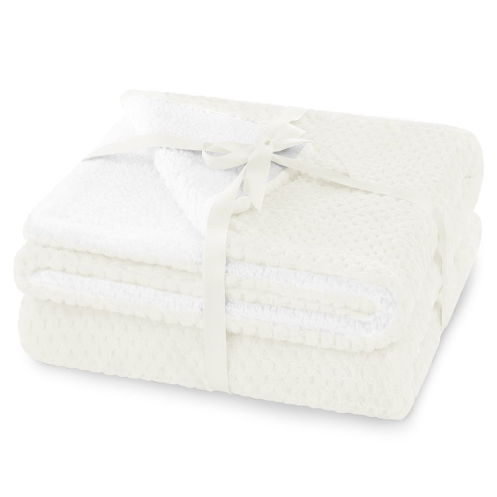 Patura in relief jacquard cu motiv modern, Shleepy, 400 g/m2, crem