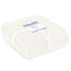 Patura in relief jacquard cu motiv modern, Shleepy, 400 g/m2, crem